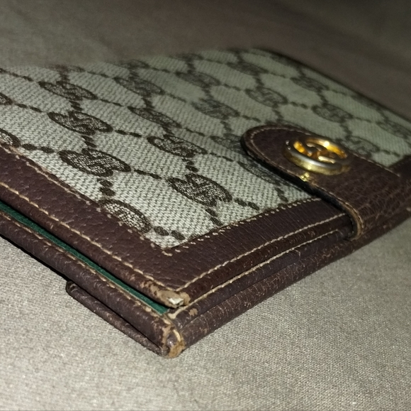 VINTAGE GUCCI MONOGRAM LONG WALLET BILLFOLD 7" POCKETBOOK AUTHENTIC GREEN INSIDE - Picture 7 of 16